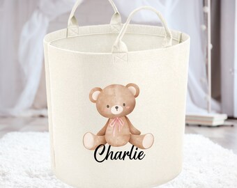 Personalised Cloth Toy Bin Personalised Toy Storage Basket With
