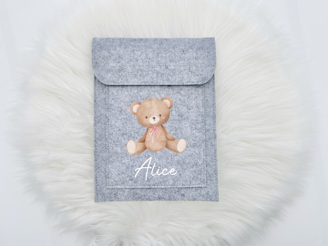 Personalised Red Book Folder With Teddy Bear, Red Book Cover, New Baby