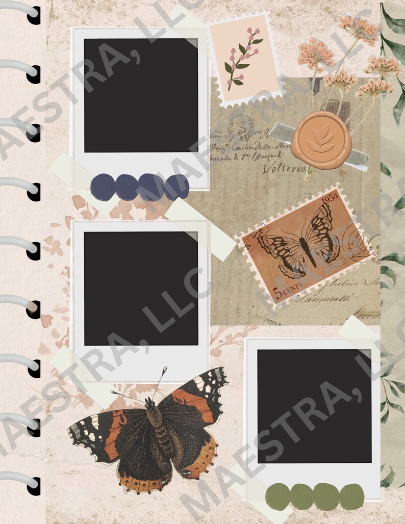 Diamond Art Journal 18,5 cm x 23,5 cm, diamantmålning med vintageblommor, planerare, scrapbooksidor, digitalt utskrivbart, nedladdningsbart, logg, DAC-tillbehör bild 9
