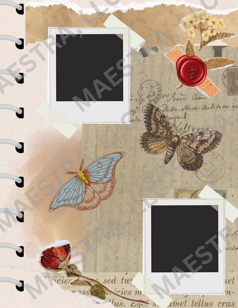 Diamond Art Journal 18,5 cm x 23,5 cm, diamantmålning med vintageblommor, planerare, scrapbooksidor, digitalt utskrivbart, nedladdningsbart, logg, DAC-tillbehör bild 8