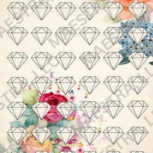 Diamond Art Journal 18,5 cm x 23,5 cm, diamantmålning med vintageblommor, planerare, scrapbooksidor, digitalt utskrivbart, nedladdningsbart, logg, DAC-tillbehör bild 6