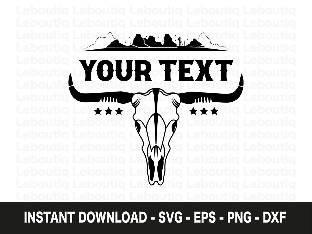 Western Name Frame Svg Western Clipart Bull Skull With Name Etsy