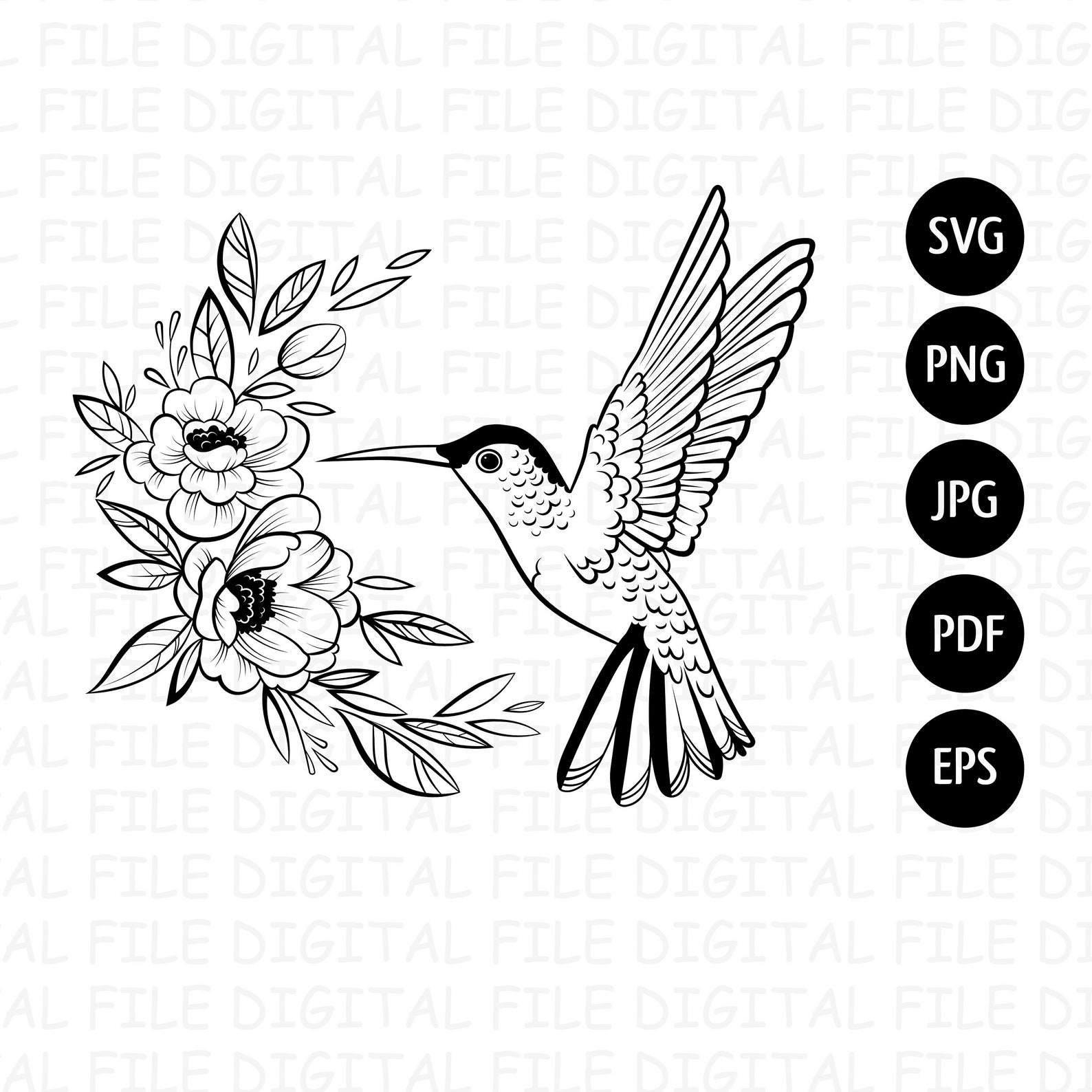 Printable Hummingbird Svg for Cricut Hummingbird Png | Etsy