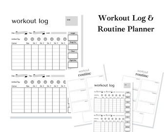 Daily Workout Log | Printable Exercise Planner | Fitness Planner Journal | Workout Tracker | Exercise Log Fitness Tracker | Gym Training Log