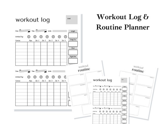 Daily Workout Log | Printable Exercise Planner | Fitness Planner Journal | Workout Tracker | Exercise Log Fitness Tracker | Gym Training Log