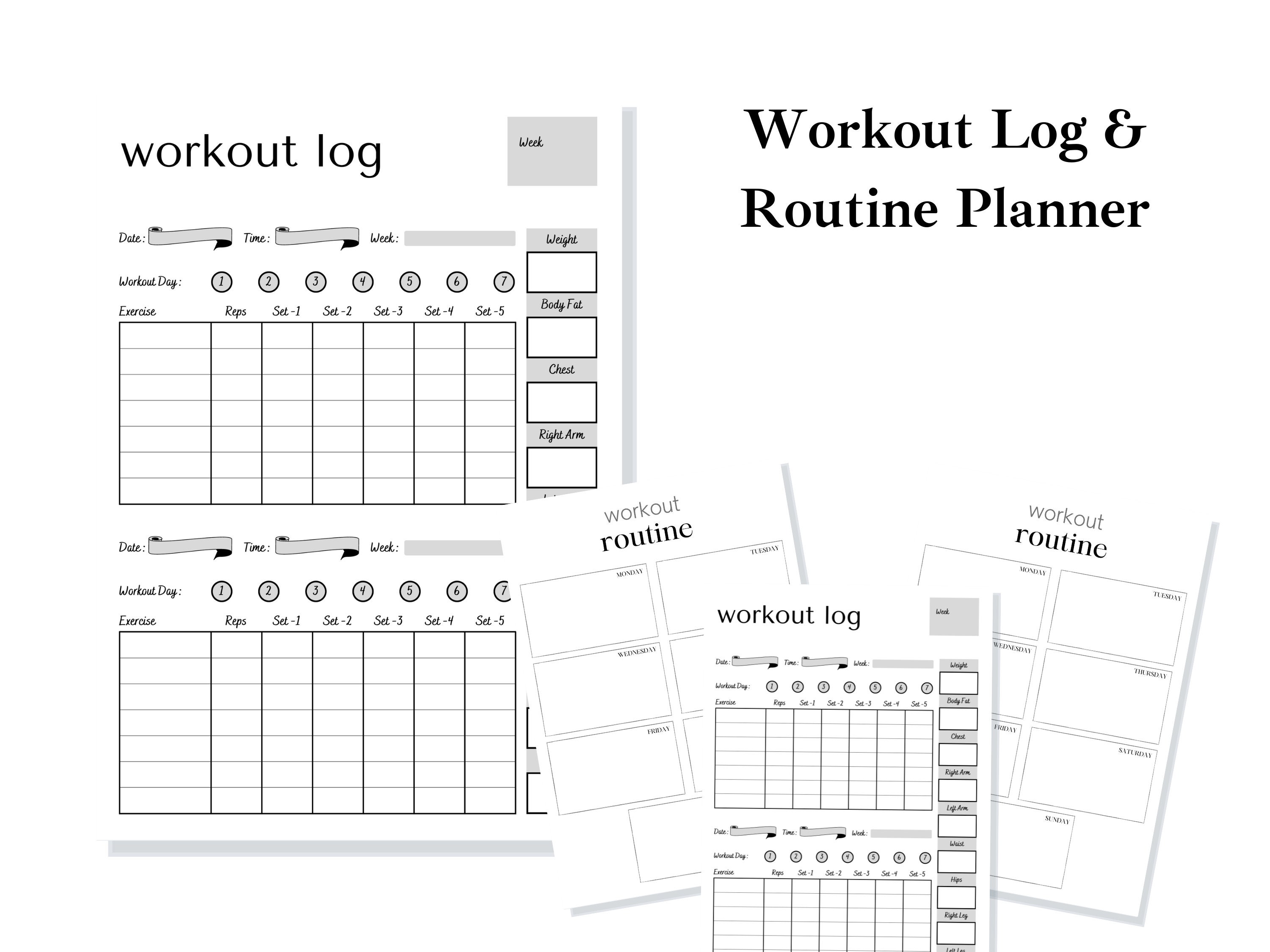 Daily Workout Log | Printable Exercise Planner | Fitness Planner ...