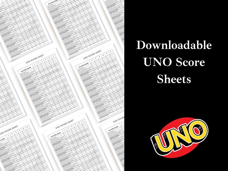 Printable Uno Score Sheet, Uno Score Sheet Template, Printable Uno Score Card, Card Game Score ...