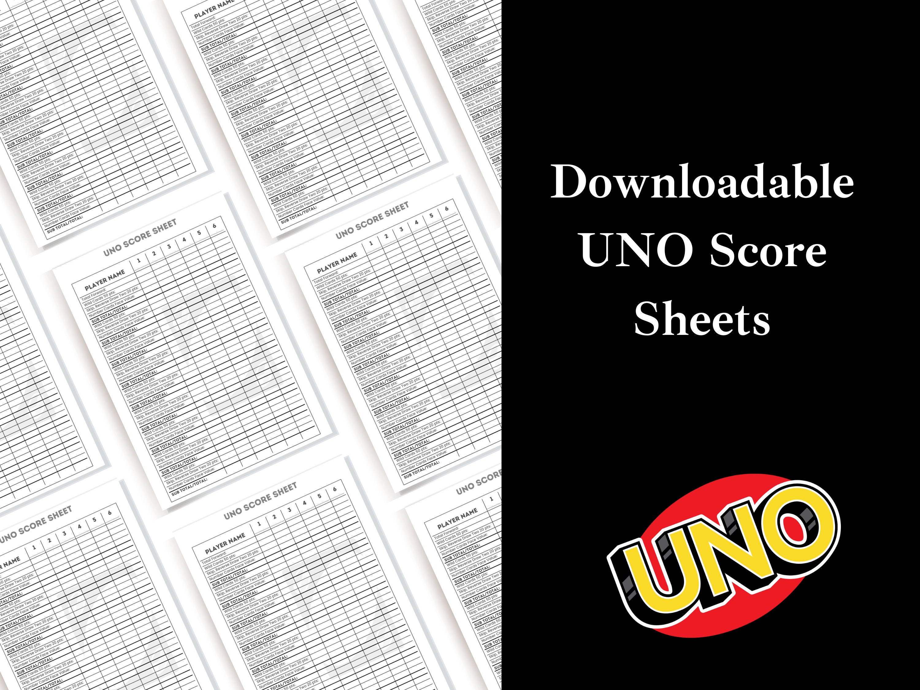 Printable Uno Score Sheet Uno Score Sheet Template Printable Etsy