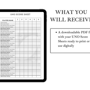Printable Uno Score Sheet, Uno Score Sheet Template, Printable Uno Score Card, Card Game Score ...