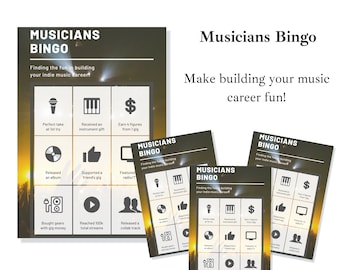 Musicians Bingo | Indie Music Game | Independent Music Career | Play Bingo | Games for Musos | Downloadable Bingo Sheet | Printable Bingo