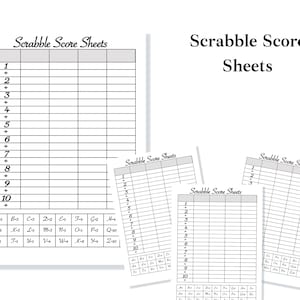 Carte de pointage Scrabble | Feuille de pointage Scrabble imprimable | Bloc de score Scrabble | Jeu de Scrabble | Score Scrabble | Carte de pointage Scrabble