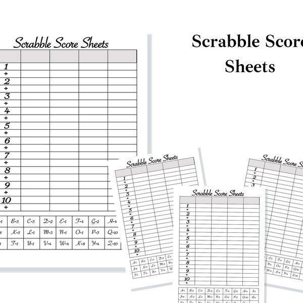 Scrabble Score Card | Printable Scrabble Score Sheet | Scrabble Score Pad | Scrabble Game | Scrabble Scoring | Scrabble Scorecard