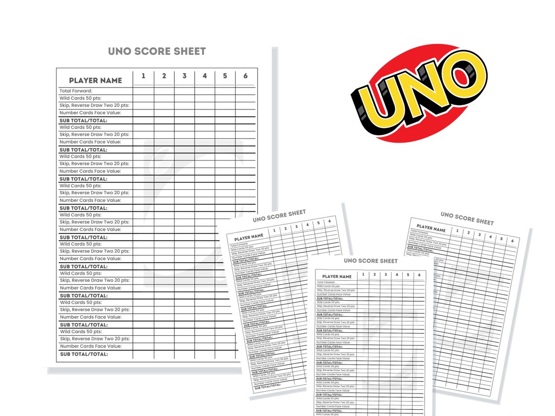 Printable Uno Score Sheet Uno Score Sheet Template Printable Uno