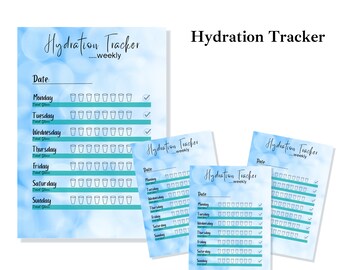 Wasser Tracker druckbar, Wöchentliche Wasseraufnahme Tracker, Hydration Tracker, Water Log Weight Loss Printable, A4 A5 LETTER PDF