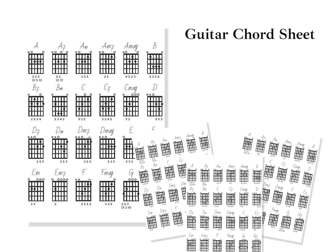 Guitar Chord Chart Guitar Tab Chords Song Key Black Guitar Chord Print