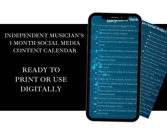 Calendario de contenido de redes sociales para músicos independientes / Planificador de contenido social para artistas independientes / Qué publicar ideas / Plan de marketing musical