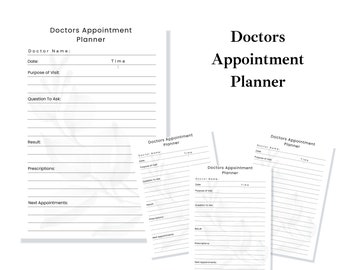 Planificateur de rendez-vous chez les médecins | Visites chez le médecin | Rendez-vous médical | Journal de santé | Modèle de planificateur numérique | PDF imprimable