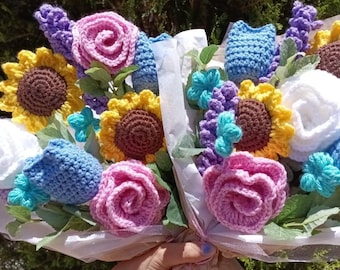 Pastel crochet flowers