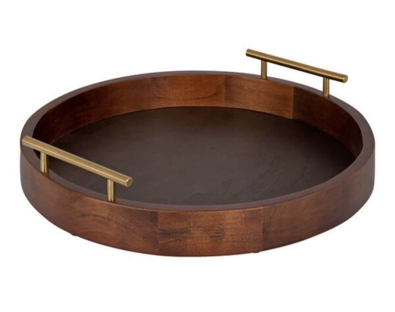 Round Natural Finish Wood Serving tray /Coffee Table Tray Etsy