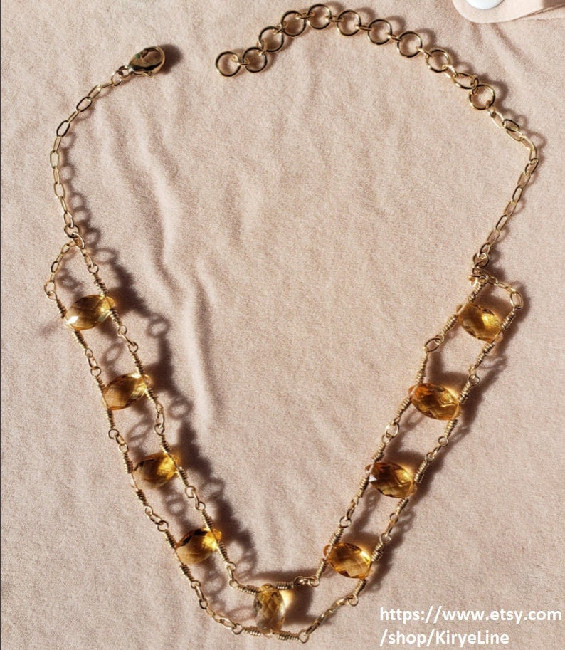 Citrine and 14K Gold Filled Choker Necklace シトリンチョーカー image 2