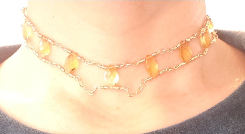 Citrine and 14K Gold Filled Choker Necklace シトリンチョーカー image 5