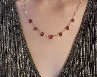 7 of Rhodolite Garnet and 14K Gold Filled Necklace ロードライトガーネット