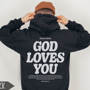 Aesthetic Christian Hoodie For Men, God Loves You, Bible Verse Sweatshirt, Jesus Church Shirt, Christian Streetwear Apparel, Christian Gift