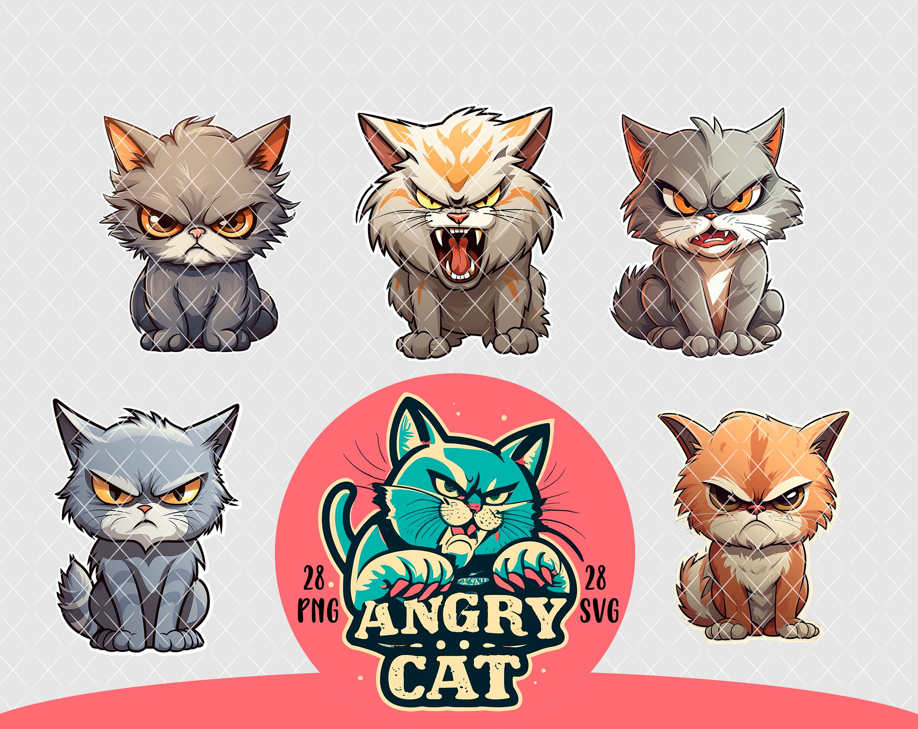 28 Grumpy Cats Clipart, Cartoon Cats Png and Svg | Funny Cats Clipart ...