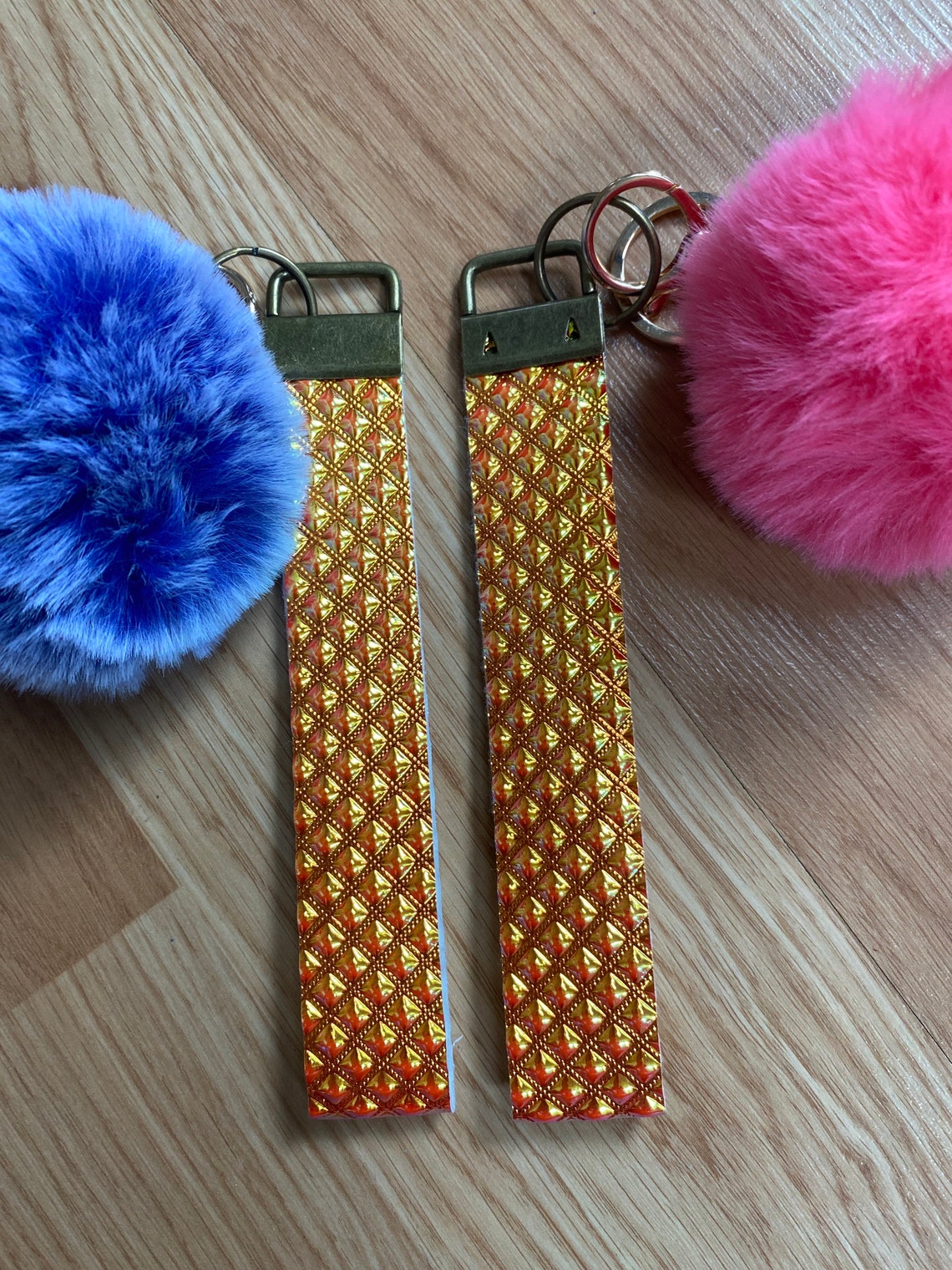 Handmade Gold faux leather Keychains Etsy