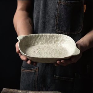 Handcrafted Ceramic Serving Bowls & Dishes Unique Hand-Pinched Design 10-Inch Dish