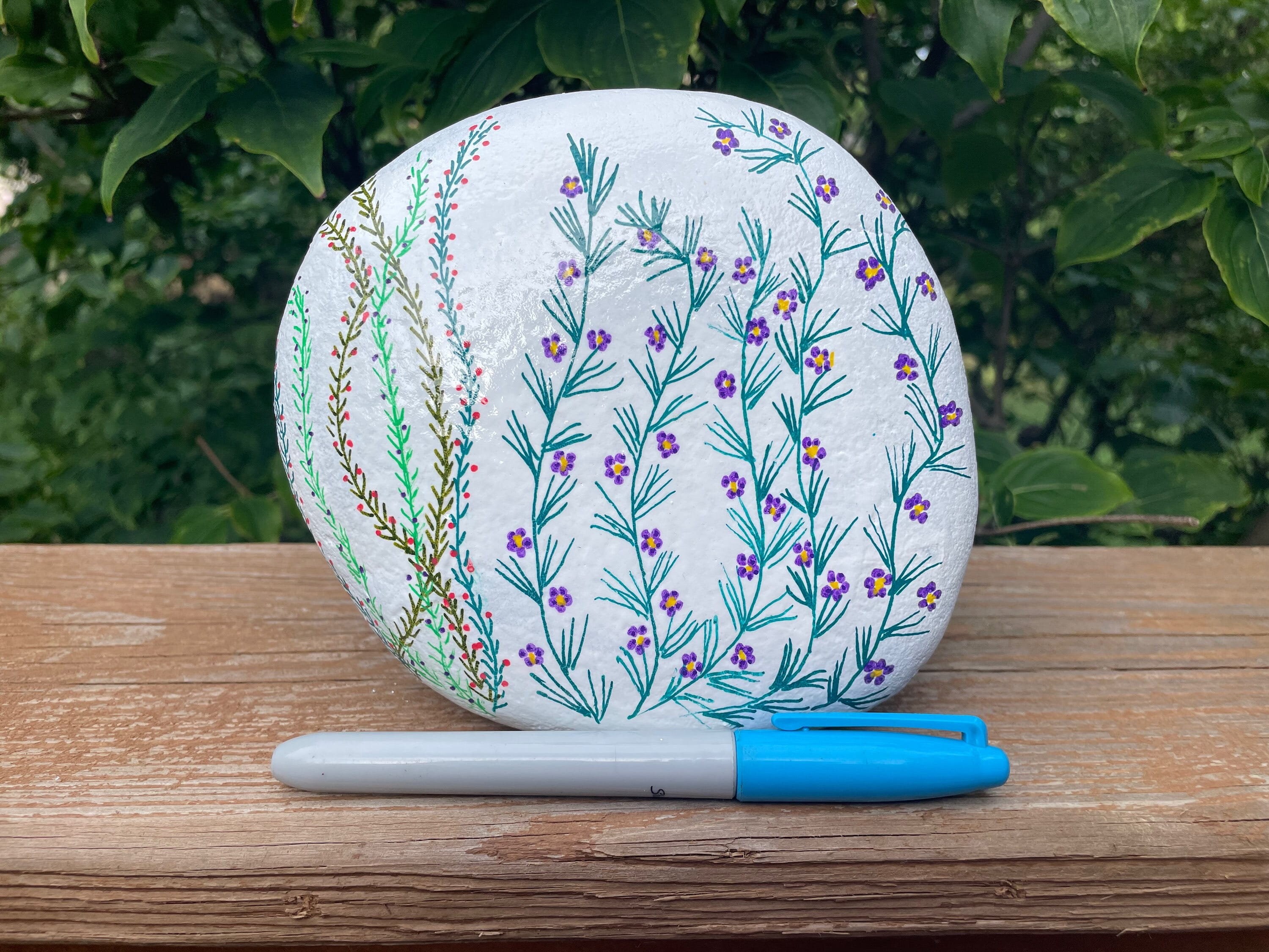 Decoreted Rocks Decorated Rock With Colorful Flowers, Hand Painted Garden Rocks, Unique ...