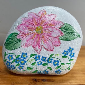Painted Rock with Flowers, Colorful Garden Decoration, Summer Gift Idea