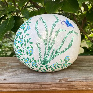 Painted Rock for Garden with Flowers