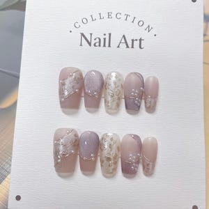 Pearl Leaf Press On Nails: Hand Painted Reusable Faux Nails
