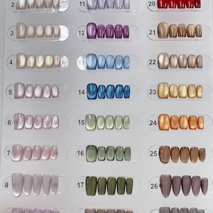 Handmade Cat Eye Press On Nails: Colorful Gel Artist Faux Nails