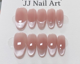 Cat Eye French Press On Nails: Reusable Custom Shape Set