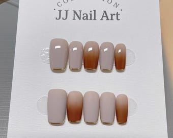 Ombre Mixed Colors Press On Nails: Hand Painted Reusable Fake Nails