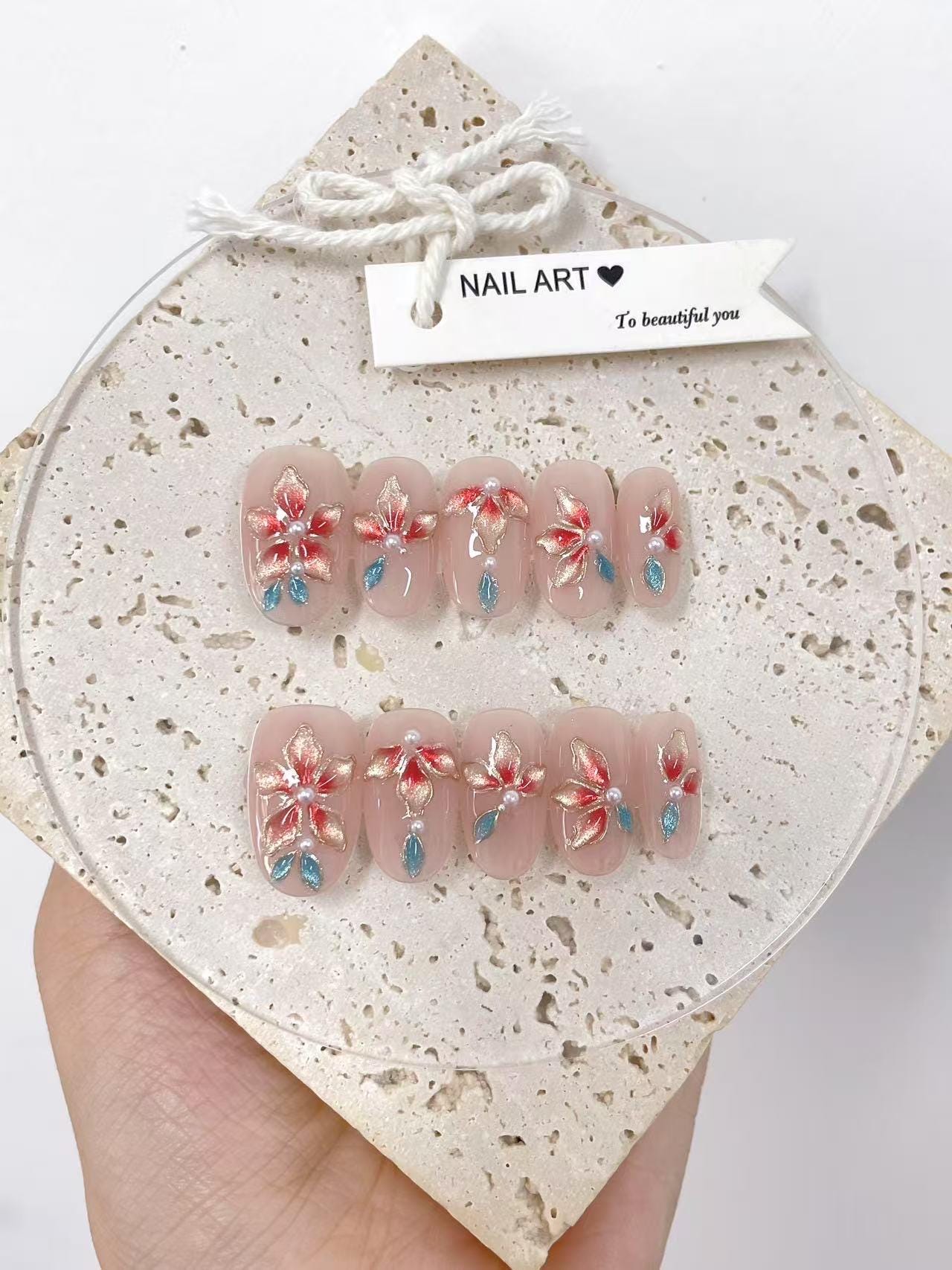 Unhas postiças personalizadas Shining Bright Flowers, unhas postiças pintadas à mão, unhas fofas e sofisticadas, unhas postiças artísticas, unhas premium reutilizáveis