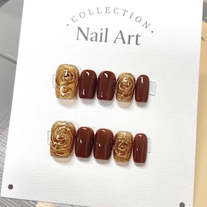 Fall Theme Press on Nails, Gel Fake Nails, Cute Colorful Nails, Fancy Nails, Artist Faux Nails, Custom Nail Shape, Reusable Premium Nails