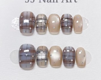 Uñas postizas Cat Eye Plagued: Set de uñas reutilizables con forma personalizada