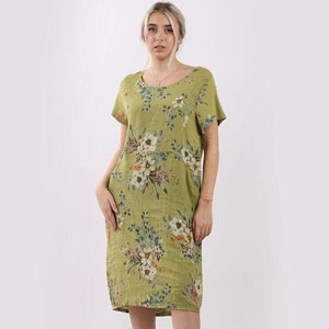Floral linen dress knee length with pockets