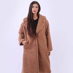 Camel Longline Teddy Coat | Gini London | SilkFred