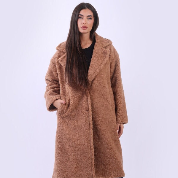 Teddy Bear Oversized Longline Woolen Coat