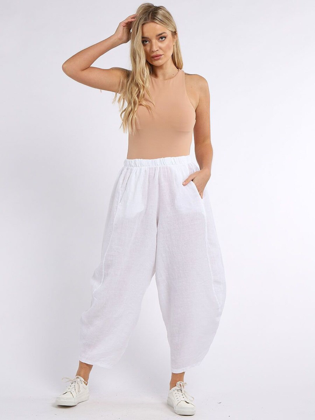 Cocoon Pants in Linen Linen Baggy Trouser Women's White - Etsy