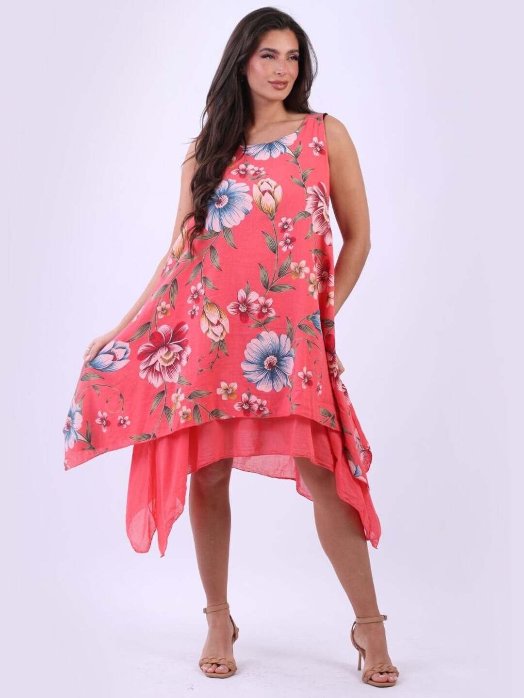 Full Size Sleeveless Gradient Tank Midi Dress Plus Size