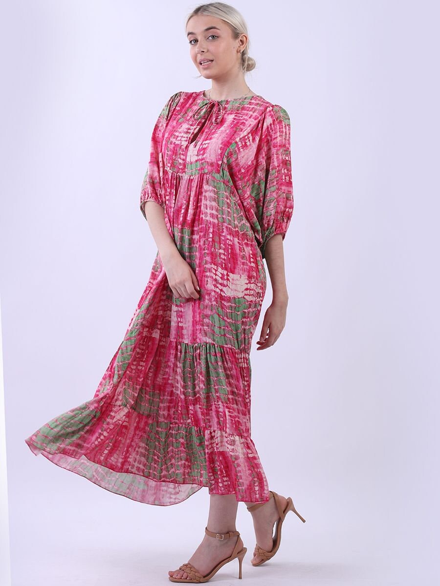 Italian Tie Dye Maxi Dress One Size Fits Most Breathable Cotton Spandex For All Silhouettes