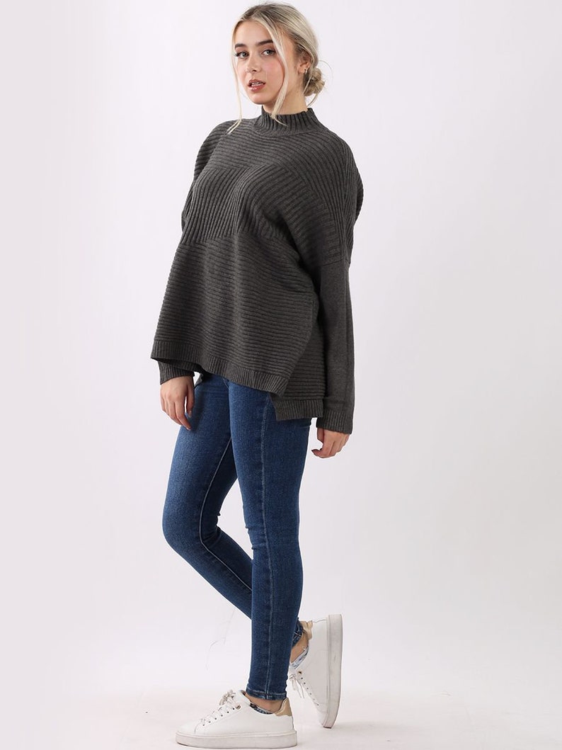 Oversized Funnel Neck Pullover Sweater image 2