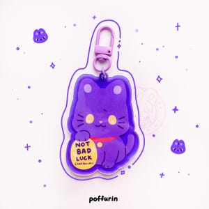 Black Cat Acrylic Keychain - Cute Cat Keychain - Black Cat - Kawaii Keychain