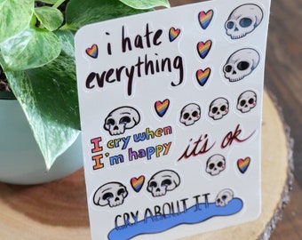 Emotional Support Skulls Sticker Set