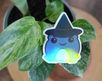 Witchy Froggie Holographic Sticker